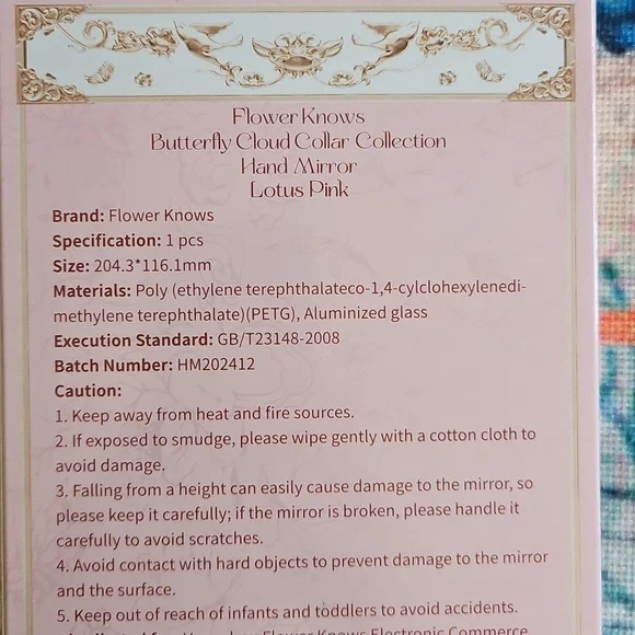 Flower Knows Butterfly Cloud Hand Mirror Lotus Pink - Picture 9 of 10